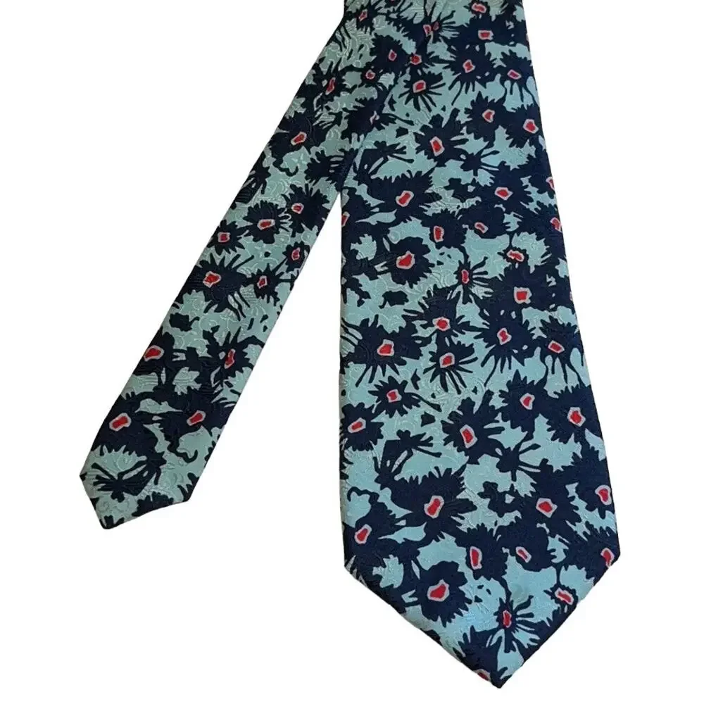 MAURO BARTOLINI Silk Tie - Flowers - Blue